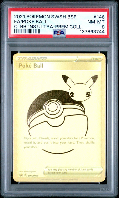 2021 Pokemon Celebrations #SWSH146 Poke Ball Ultra Premium Collection PSA 8