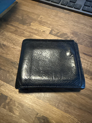 Coach Men Black Billfold Double Fold Bifold Leather Wallet KH