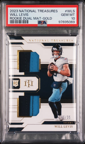 2023 Panini National Treasures Rookie Dual Patch Will Levis /35 Gold PSA 10 PC