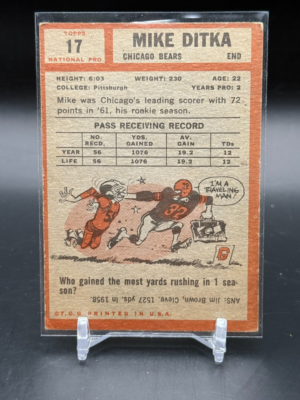 1962 Topps Mike Ditka Rookie Card #17 WC
