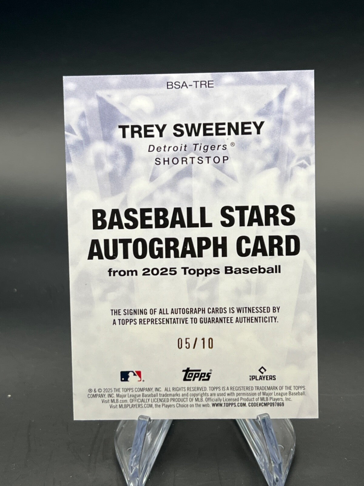 2025 Topps Series 1 Trey Sweeney /10 Rookie Auto #BSA-TRE WC