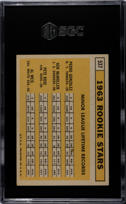 1963 Topps #537 Pete Rose SGC 5 Rookie RC WC