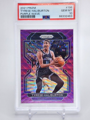 2021 Panini Prizm Tyrese Haliburton Purple Wave #196 PSA 10 Gem Color Match WC