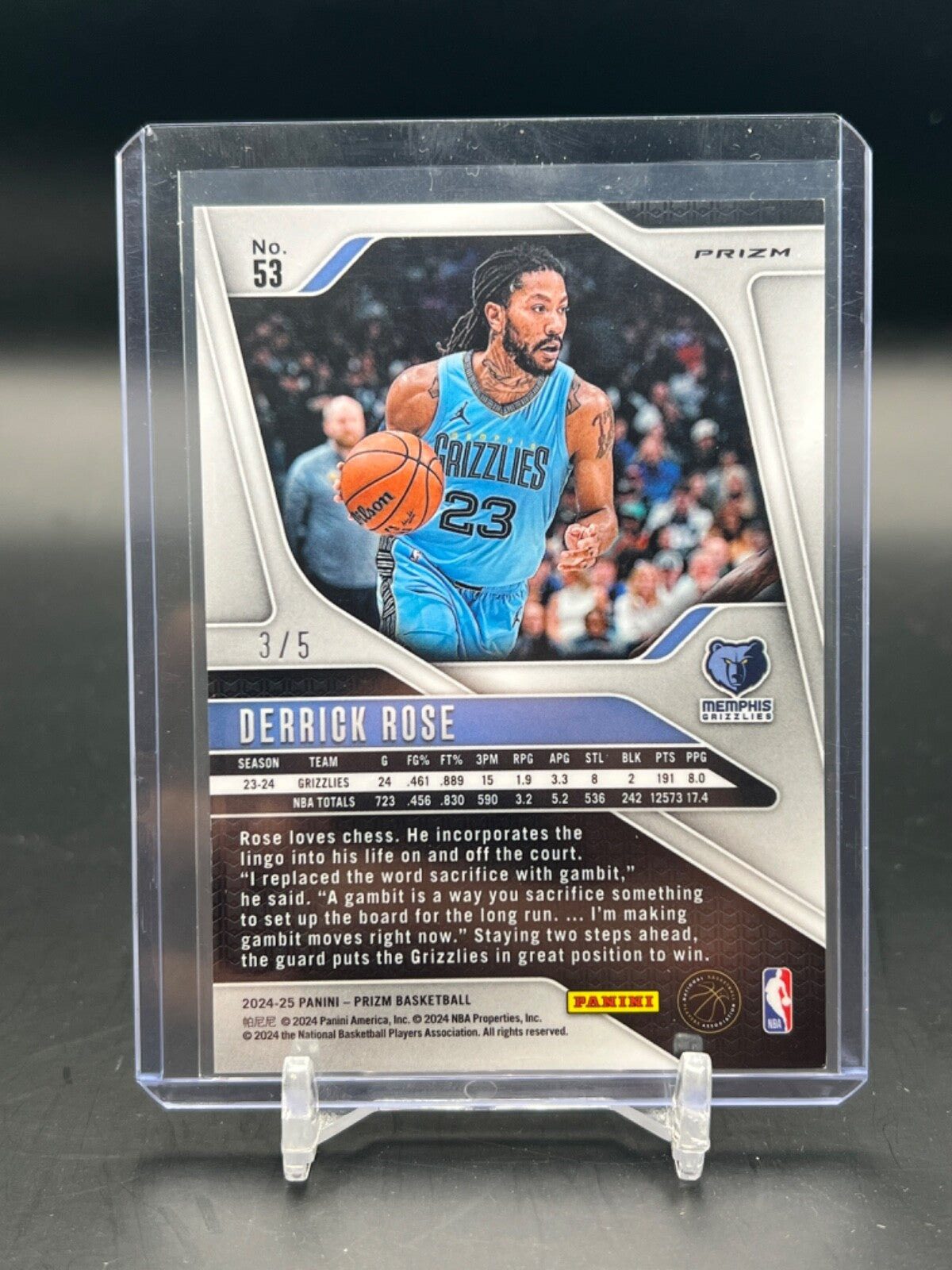 2024-25 Panini Prizm Derrick Rose /5 Green Shimmer Prizm #53 WC