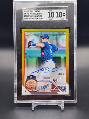 2023 Topps Chrome Michael Busch Auto Gold /50 RC SGC 10 10 Rookie Dodgers - WC