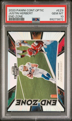 2020 Panini Contenders Optic #EZ9 Justin Herbert Rookie Prizm End Zone PSA 10 WC