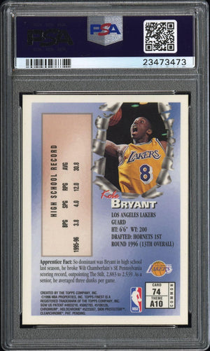 1996 Finest #74 Kobe Bryant Rookie RC With Coating PSA 10 WC