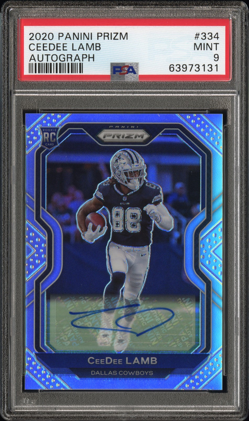 2020 Panini Prizm #334 Ceedee Lamb Rookie Silver Autograph PSA 9 WC