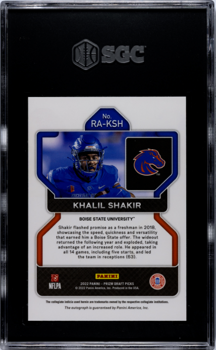 2022 Panini Prizm Draft Picks #RA-KSH Khalil Shakir Auto SGC 10 WC