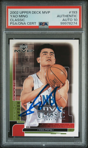 2002 Upper Deck MVP #193 Yao Ming Classic PSA/DNA 10 Auto WC