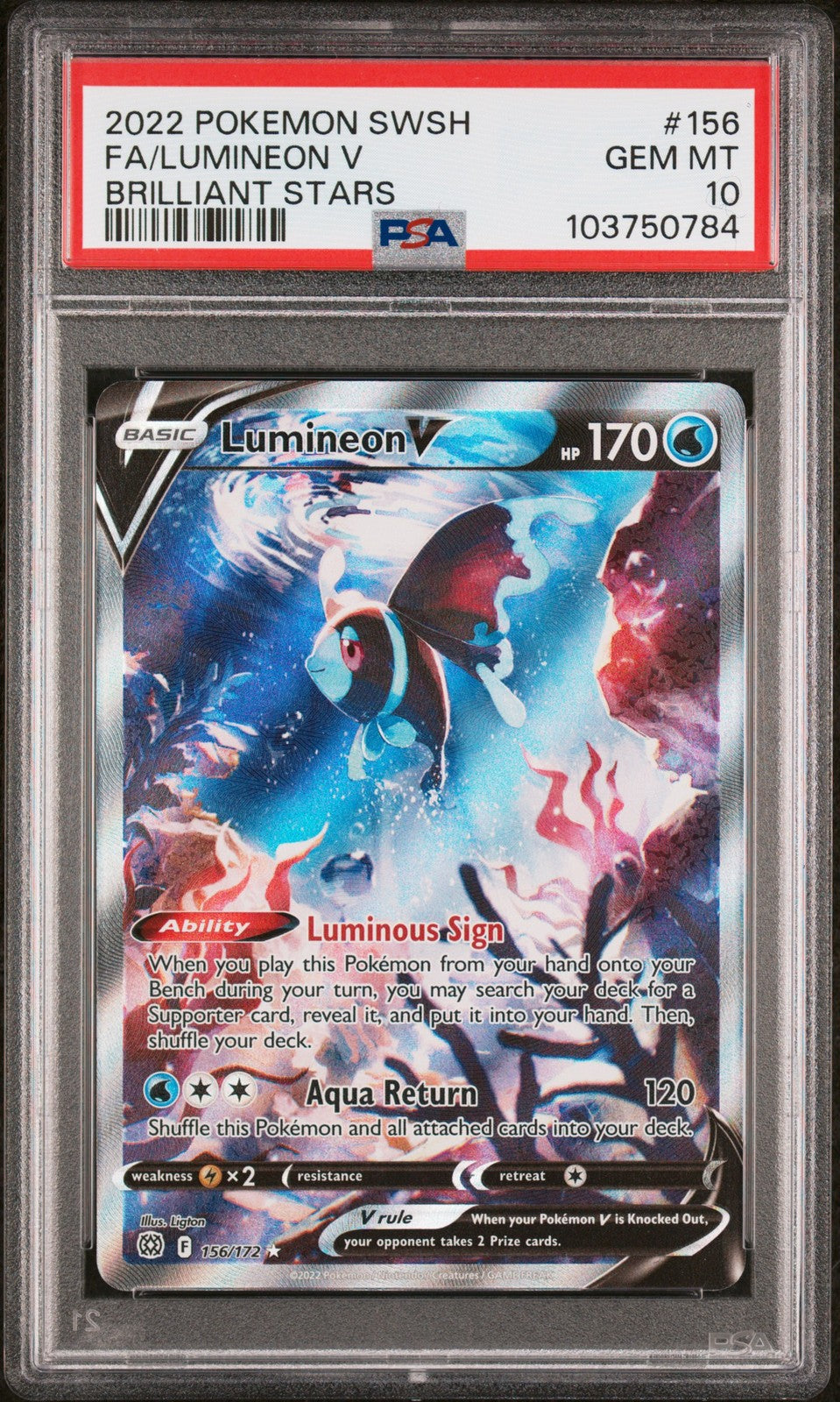 2022 Pokemon #156 Full Art Lumineon V Brilliant Stars PSA 10 WC