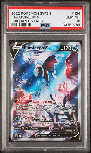 2022 Pokemon #156 Full Art Lumineon V Brilliant Stars PSA 10 WC