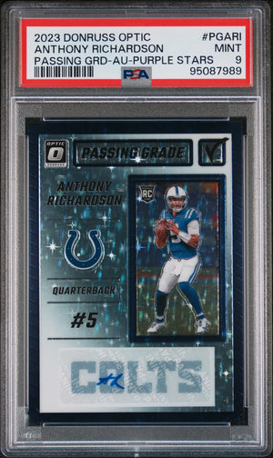 2023 Panini Donruss Optic Anthony Richardson /25 Purple Stars RC Auto PSA 9 PC