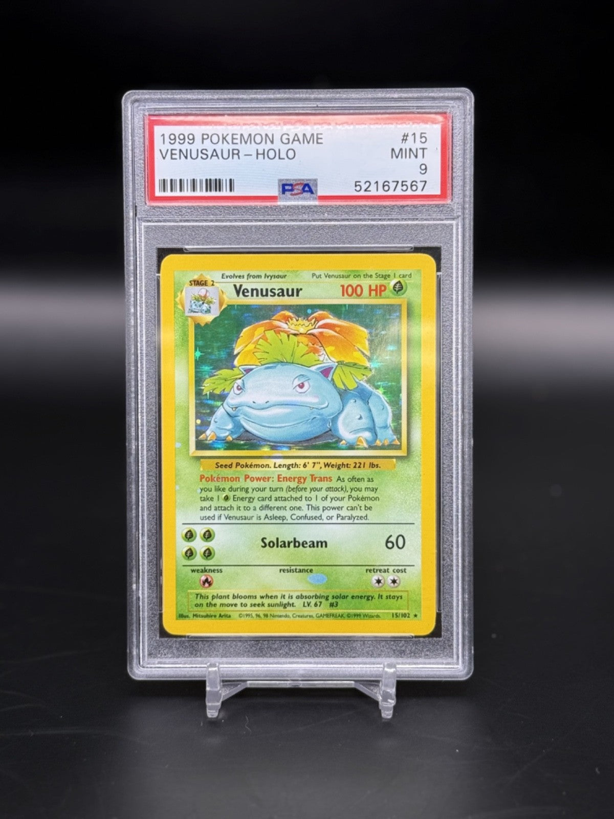 1999 Pokemon Base Set Venusaur Holo Hologram #15 PSA 9 WC
