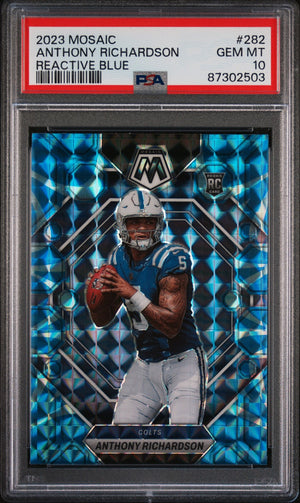 2023 Panini Mosaic #282 Anthony Richardson Reactive Blue Rookie RC PSA 10 PC