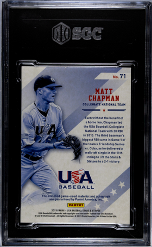 2015 Panini Stars & Stripes #71 Matt Chapman Silhouettes Bat Auto SGC 9.5 WC