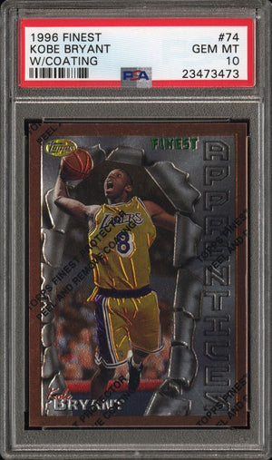 1996 Finest #74 Kobe Bryant Rookie RC With Coating PSA 10 WC