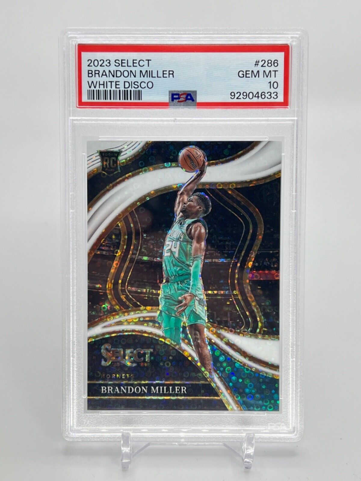 2023 Panini Select Brandon Miller /75 White Disco Rookie RC #286 PSA 10 WC