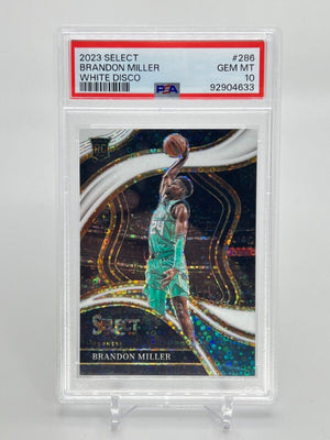2023 Panini Select Brandon Miller /75 White Disco Rookie RC #286 PSA 10 WC