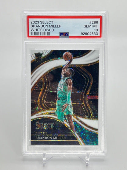 2023 Panini Select Brandon Miller /75 White Disco Rookie RC #286 PSA 10 WC