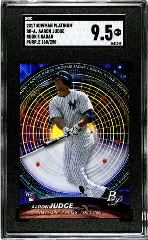 2017 Bowman Platinum #RR-AJ Aaron Judge Rookie Radar /250 Purple SGC 9.5 WT