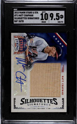 2015 Panini Stars & Stripes #71 Matt Chapman Silhouettes Bat Auto SGC 9.5 WC
