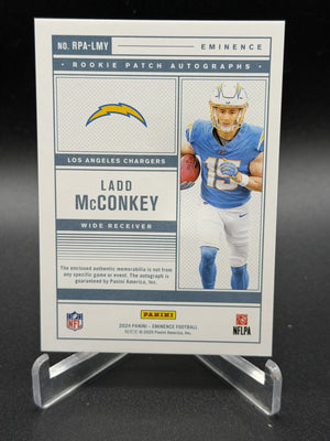 2024 Eminence #RPA-LMY Ladd McConkey Rookie Nike Swoosh Patch Auto Green /3