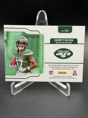 2022 Absolute #206 Garrett Wilson Rookie Premiere Materials Auto Jumbo /99