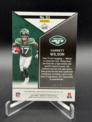 2022 Panini Rookies & Stars #111 Garrett Wilson Rookies Auto True Blue #/75