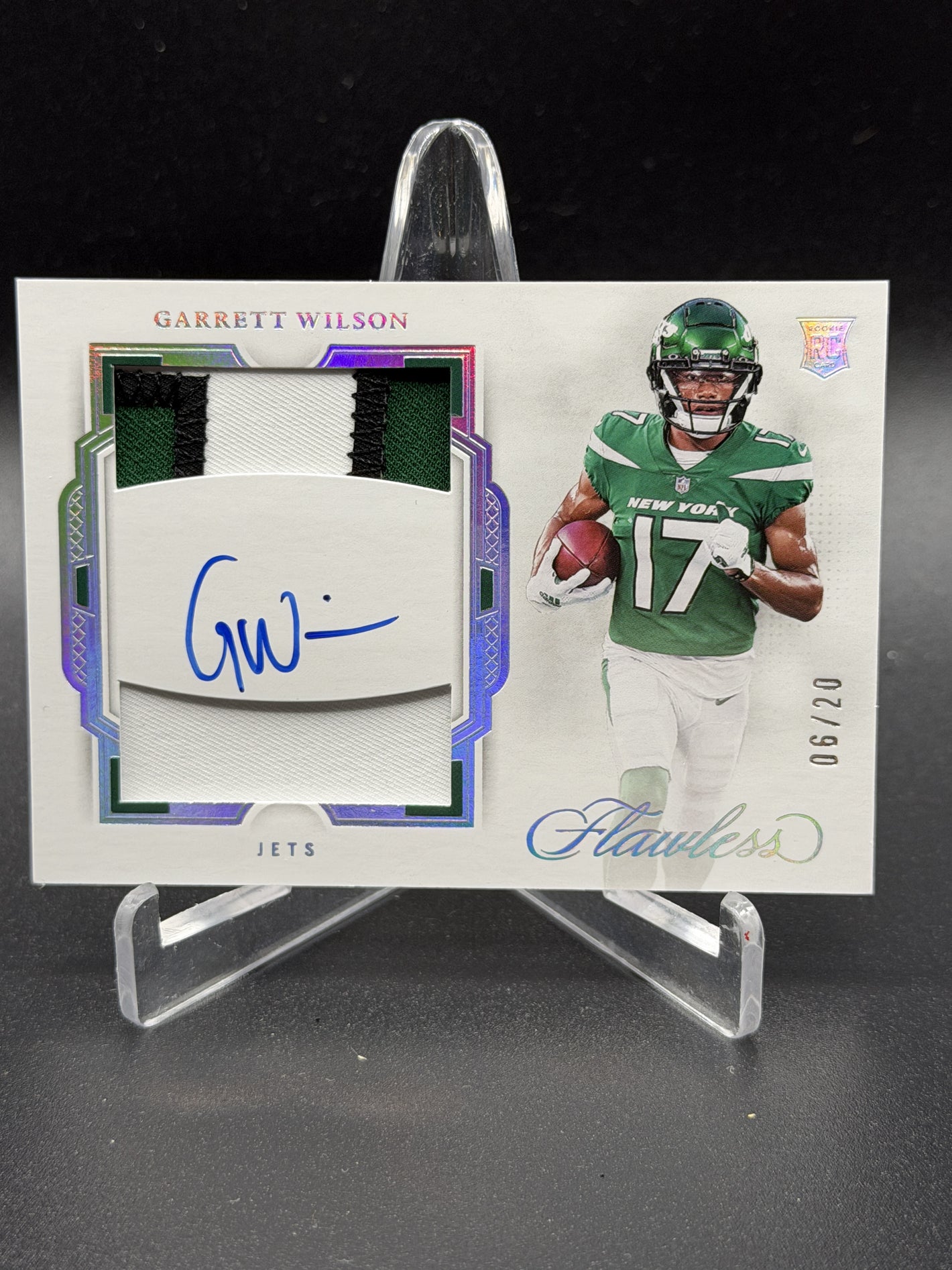 2022 Flawless #RDP-GW Garrett Wilson Rookie Dual Patch Auto Silver /20