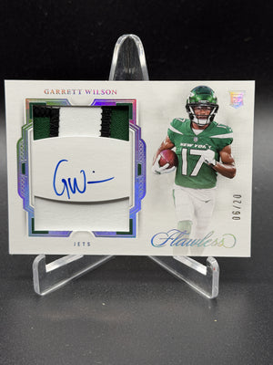 2022 Flawless #RDP-GW Garrett Wilson Rookie Dual Patch Auto Silver /20