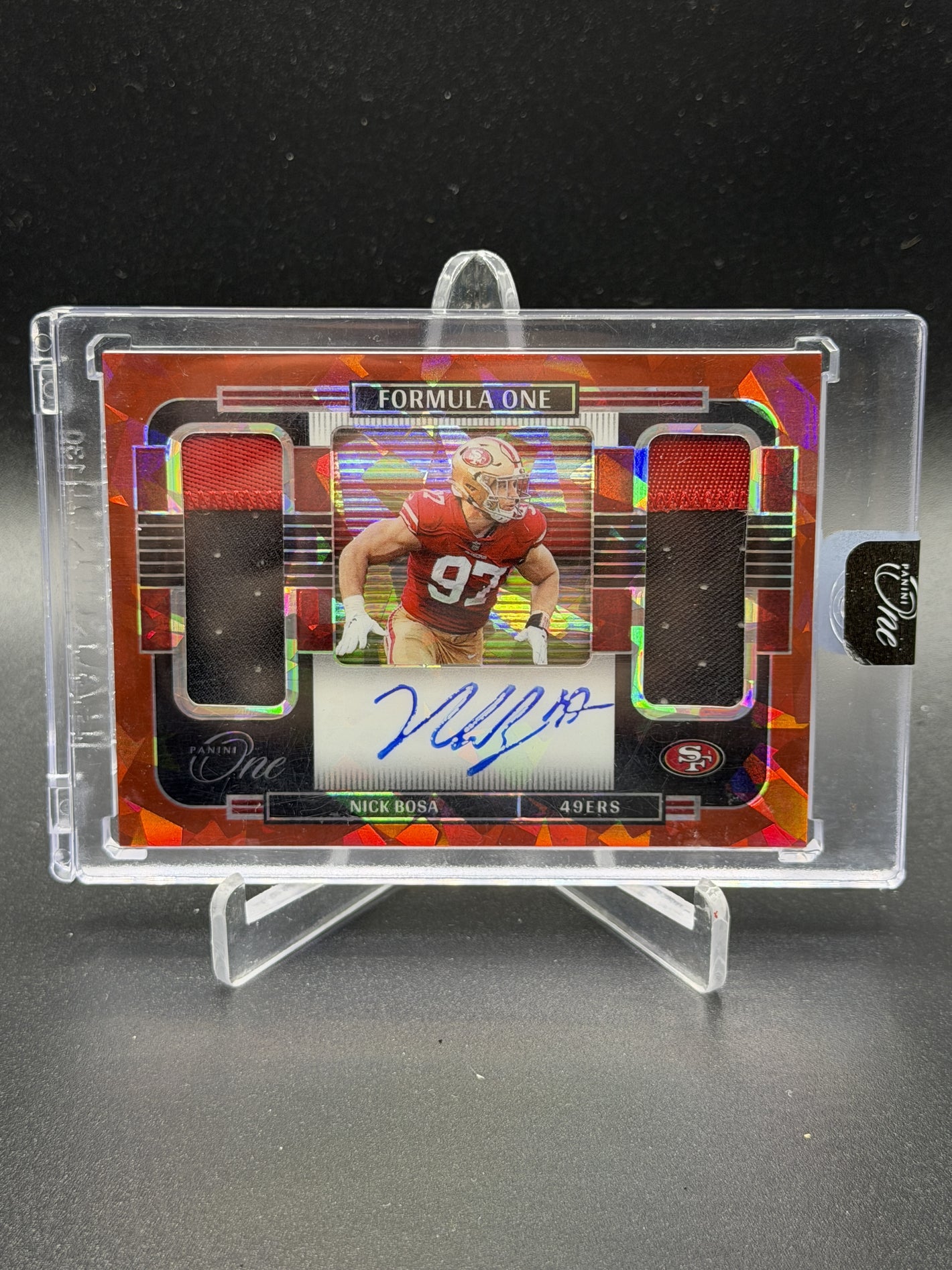2022 Panini One #397 Nick Bosa Formula One Dual Patch Autographs Red #/25