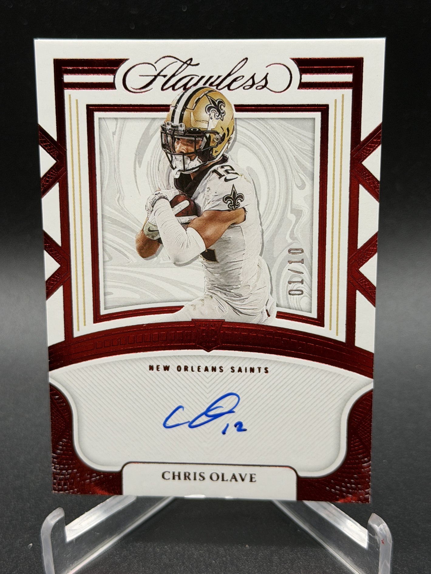 2022 Panini Flawless #RSS-CO Chris Olave Rookie Shadow Signatures Ruby #/10
