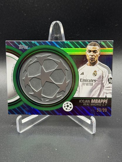 2025 Topps UEFA Kylian Mbappé Starball Commemorative Relic Green Foil /99