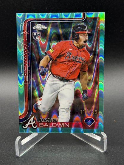 2025 Topps Chrome Update #USC96 Drake Baldwin Rookie Aqua Wave Refractor /199