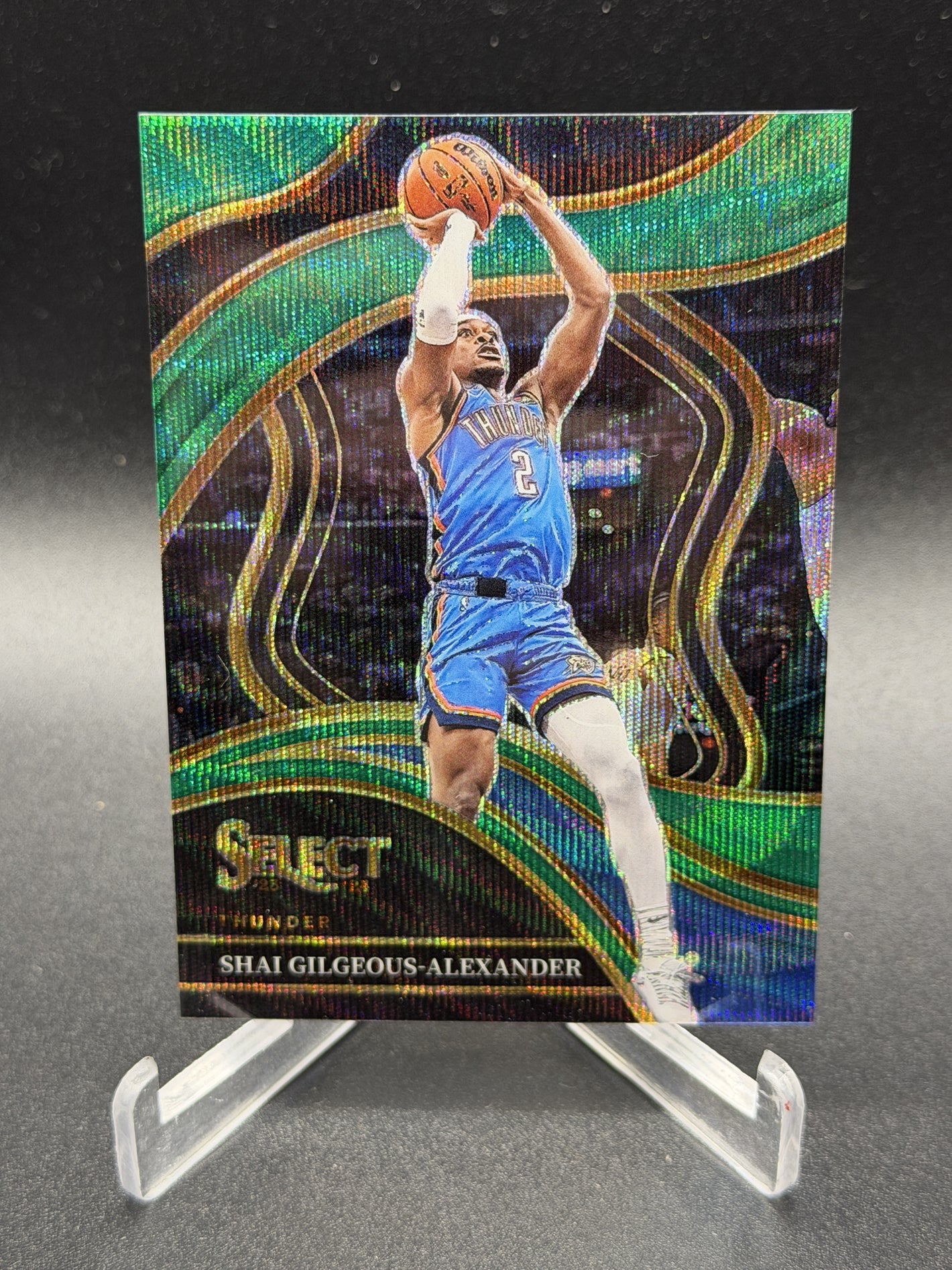 2023-24 Panini Select #257 Shai Gilgeous-Alexander Green Wave Prizm #/50
