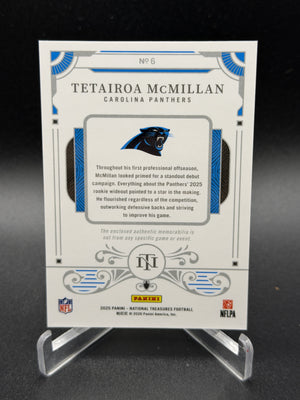 2025 National Treasures #6 Tetairoa McMillan Rookie Dual Materials Gold #/35