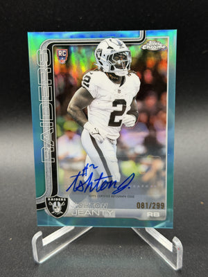 2025 Topps Chrome #RA-AJ Ashton Jeanty Rookie Auto Teal Refractor /299