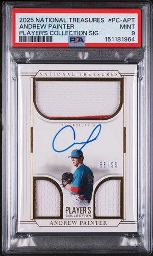 2025 National Treasures Andrew Painter Player’s Collection Auto /99 PSA 9