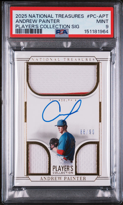 2025 National Treasures Andrew Painter Player’s Collection Auto /99 PSA 9