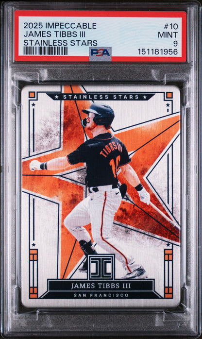 2025 Panini Impeccable #10 James Tibbs III Stainless Stars PSA 9 #/99