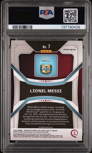 2022 Panini Prizm FIFA World Cup #7 Lionel Messi Silver Prizm PSA 8