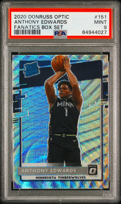 2020-21 Donruss Optic #151 Anthony Edwards Rated Rookie Fanatics PSA 9