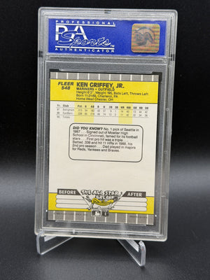 1989 Fleer #548 Ken Griffey Jr. Rookie RC PSA 8