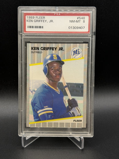 1989 Fleer #548 Ken Griffey Jr. Rookie RC PSA 8