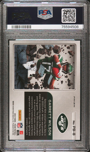 2022 Panini Prizm #PB-8 Garrett Wilson Rookie RC Prizm Break No Huddle PSA 10