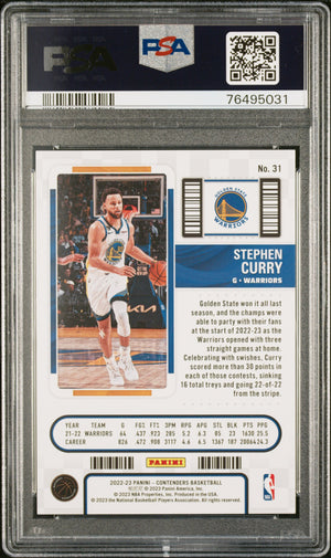 2022-23 Panini Contenders #31 Stephen Curry The Finals Ticket PSA 9 #/49