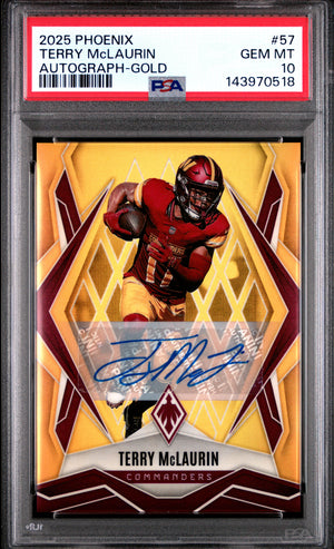 2025 Panini Phoenix #57 Terry McLaurin Autographs Gold Prizm PSA 10 #/10