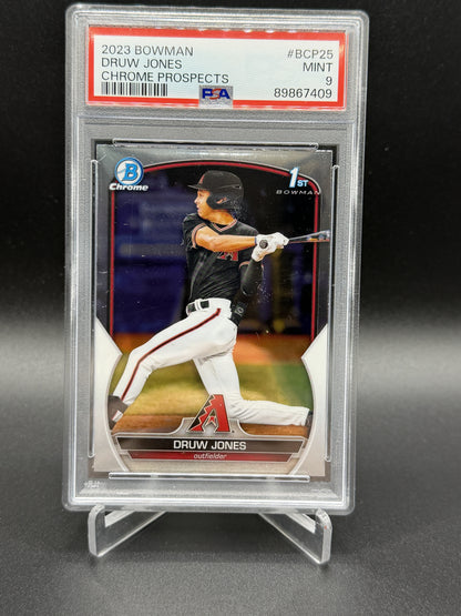2023 Bowman #BCP-25 Druw Jones 1st Chrome Prospects PSA 9
