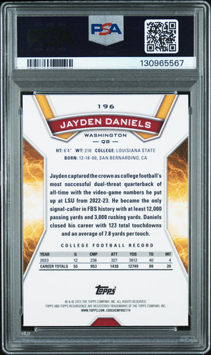 2024 Topps Resurgence #196 Jayden Daniels Sky Blue & Pink Shock PSA 9